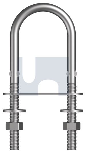 U BOLT ROUND KIT WITH PLATE SS304 M 4 X 60 ( L) C/W 2 X NUT + WASHER